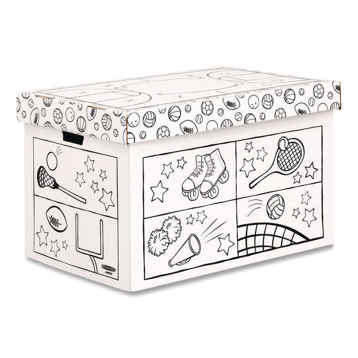 At Play Color in Toy Box, Animal Design, 1 Section, 39.27 gal, 5.25 Cu Ft, 28" x 18" x 18", White/Black