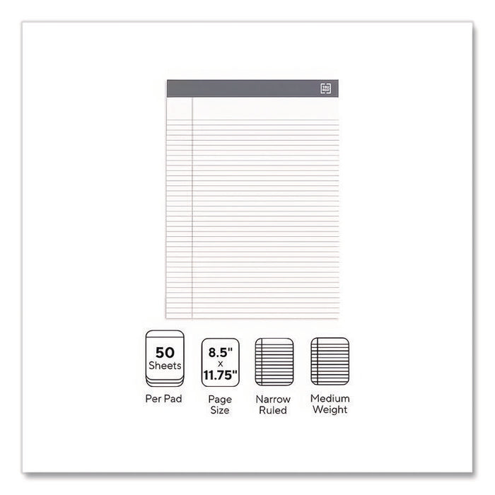 Notepads, Narrow Rule, (50) White 8.5 x 11 Sheets, 12/Pack