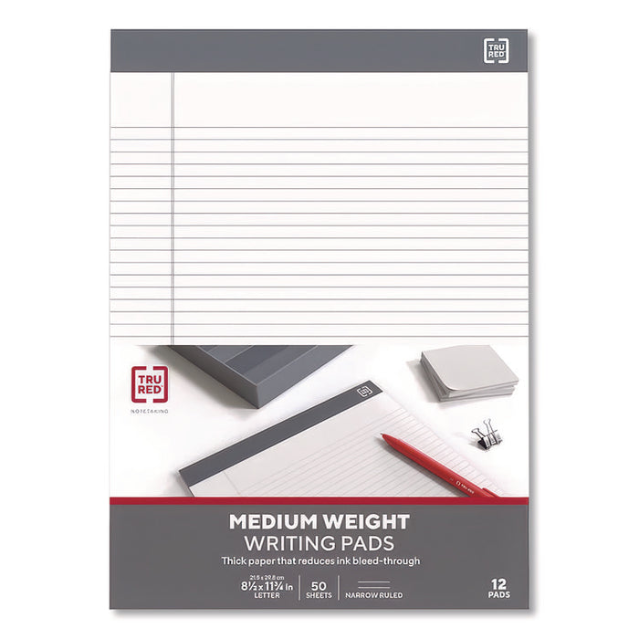 Notepads, Narrow Rule, (50) White 8.5 x 11 Sheets, 12/Pack