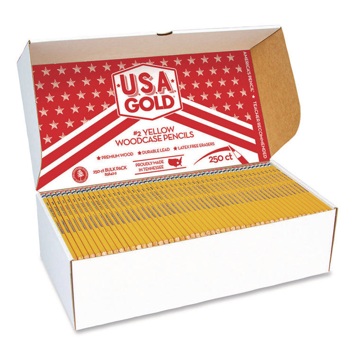 School Pencils, HB #2, Black Lead, Yellow Barrel, 250/Box