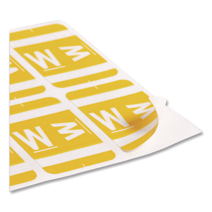 AlphaZ Color-Coded Second Letter Alphabetical Labels, W, 1 x 1.63, Yellow, 10/Sheet, 10 Sheets/Pack