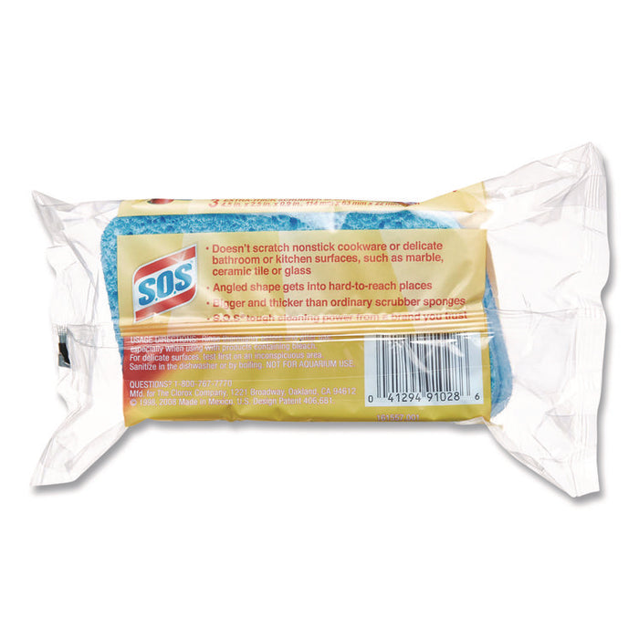 All Surface Scrubber Sponge, 2.5 x 4.5, 0.9" Thick, Dark Blue/Light Blue, 3/Pack, 8 Packs/Carton