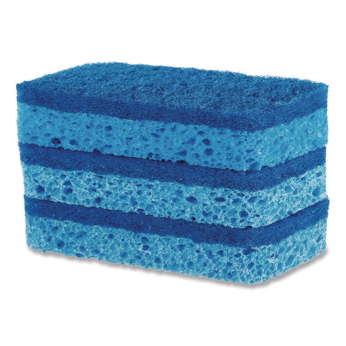 All Surface Scrubber Sponge, 2.5 x 4.5, 0.9" Thick, Dark Blue/Light Blue, 3/Pack, 8 Packs/Carton
