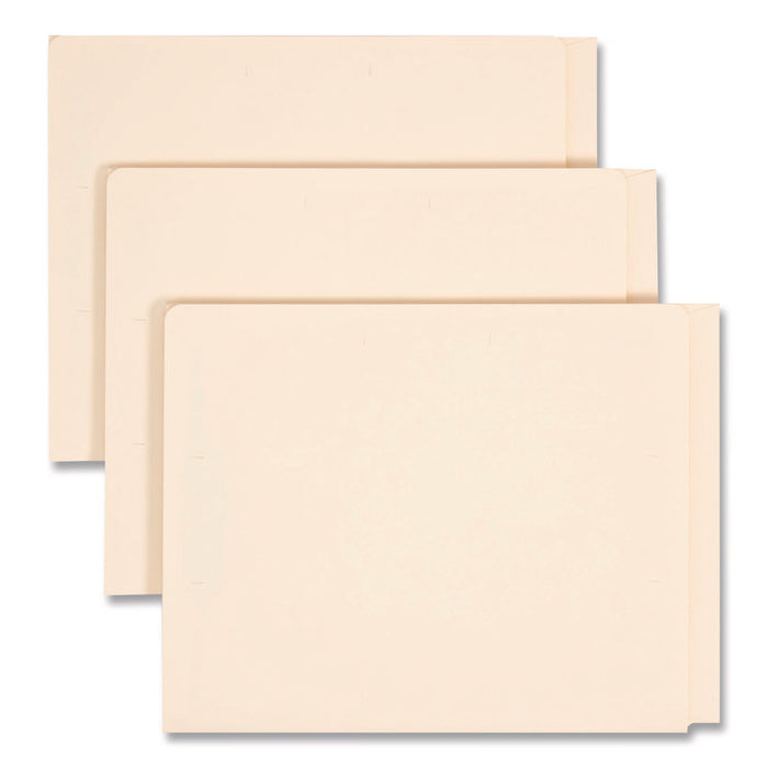 Heavyweight Manila End Tab Fastener Folders with Pocket, Straight Tab, Expands 0.75", 2 Fasteners, Letter Size, Manila, 50/BX