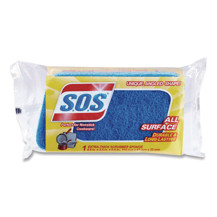 All Surface Scrubber Sponge, 2.5 x 4.5, 0.9" Thick, Dark Blue/Light Blue, 12/Carton