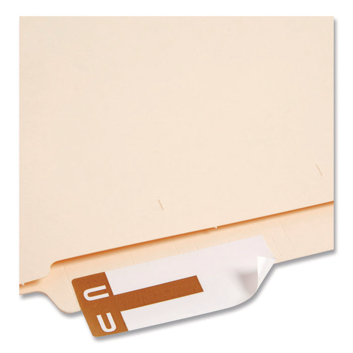 AlphaZ Color-Coded First Letter Combo Alpha Labels, H/U, 1.16 x 3.63, Dark Brown/White, 5/Sheet, 20 Sheets/Pack