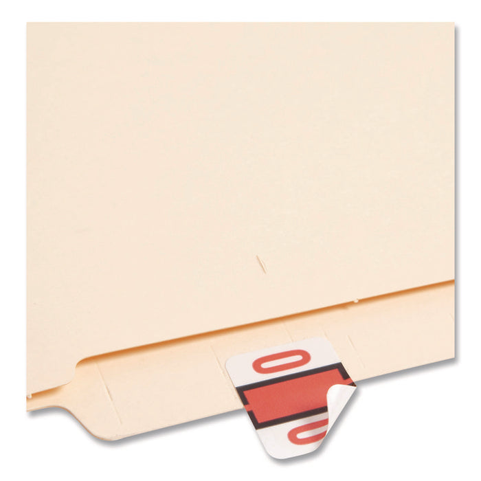 Numerical End Tab File Folder Labels, 0, 1 x 1.25, White, 500/Roll