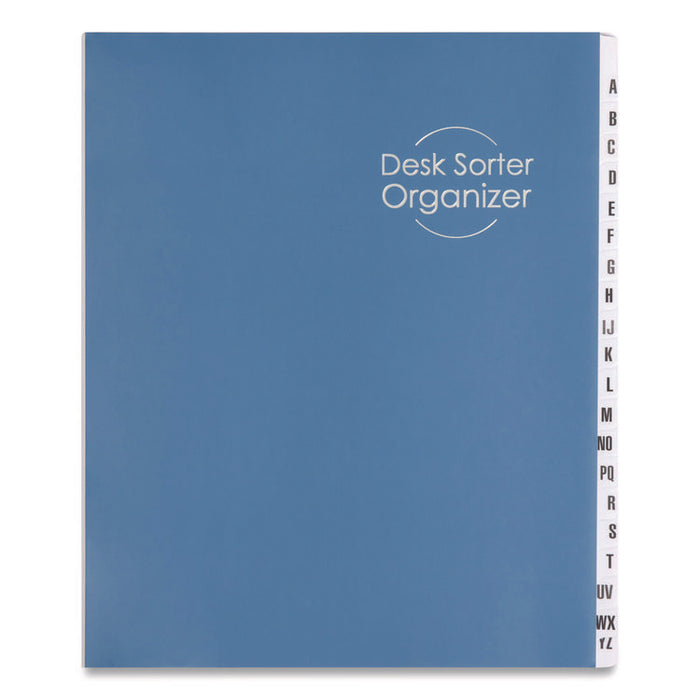 Deluxe Expandable Indexed Desk File/Sorter, Reinforced Tabs, 20 Dividers, Alpha Index, Letter Size, Dark Blue Cover