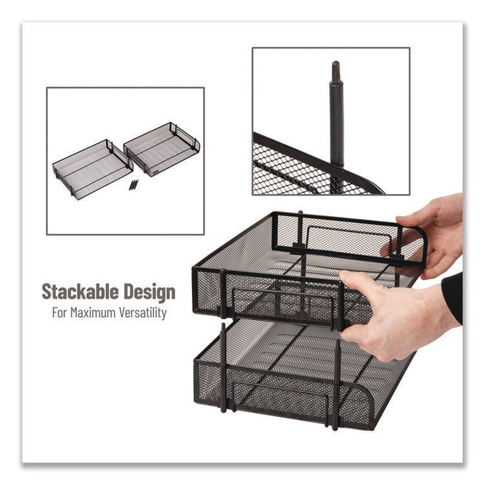 Stackable Paper Desk Tray Organizer, Letter Size, 10 x 13.5 x 2.5, Black, 2/Pack