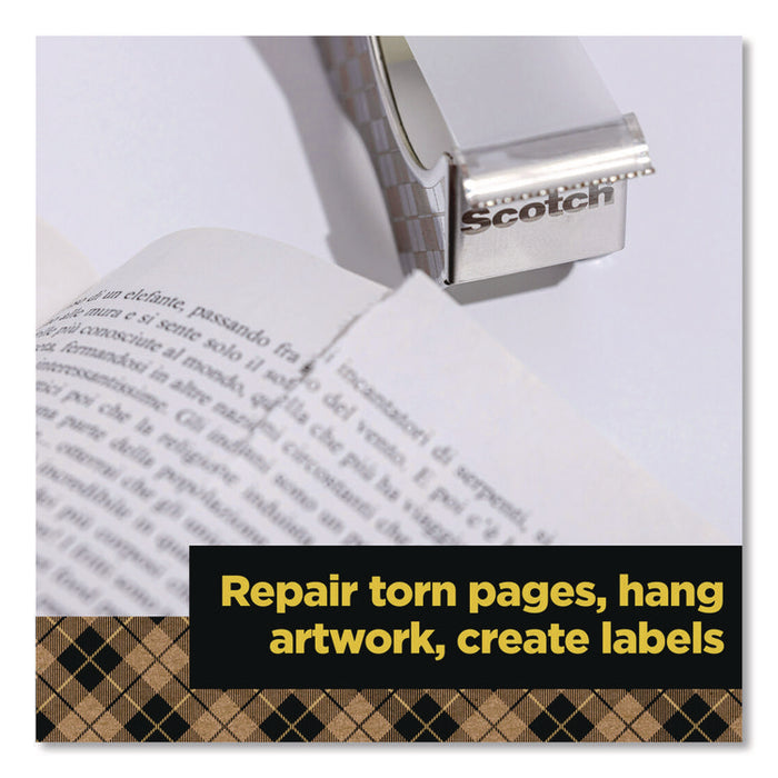 Stainless Steel Refillable Tape Dispenser with 2 Rolls 0.75" x 550" Tape