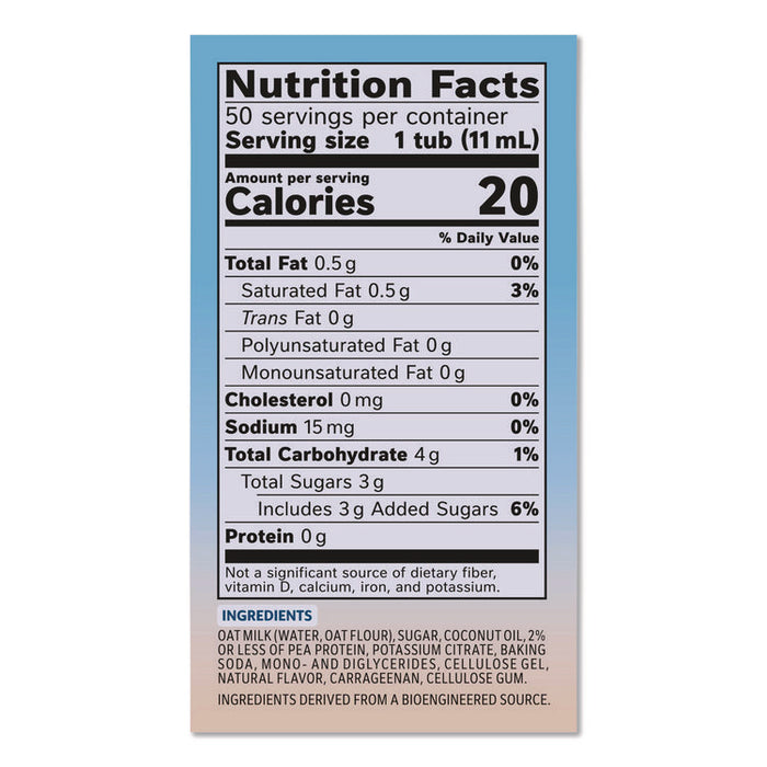 Plant-Based Oat Milk Liquid Creamers, Natural Vanilla, 0.38 oz Mini Cups, 50/Box