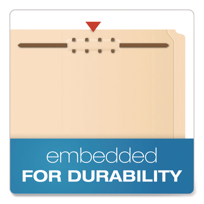 Manila Fastener Folders, 1/3-Cut Tab: Right, Expands 1.5", 2 Fasteners, Legal Size, Manila, 50/Box