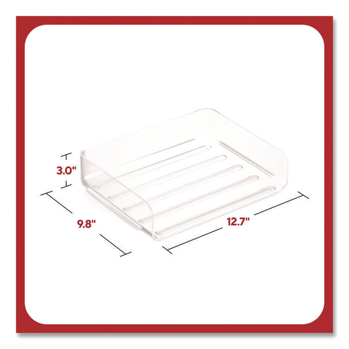 Clear Side Load Stackable Plastic Letter Tray, Letter Size, 9.72 x 12.63 x 3.01