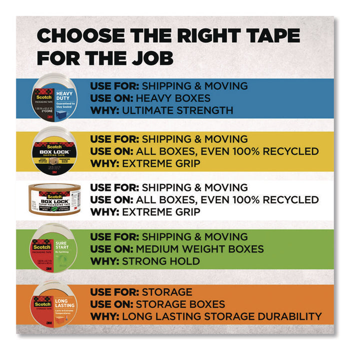 3850 Heavy-Duty Packaging Tape, 3" Core, 1.88" x 43.7 yd, Clear, 6/Pack