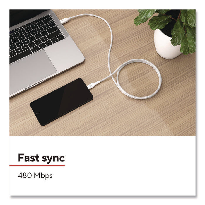 USB-C to USB-C 2.0 Charging Cable, 6.5 ft, White, 5/Pack