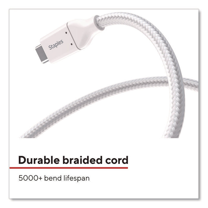 USB-C to USB-C 2.0 Charging Cable, 6.5 ft, White, 5/Pack