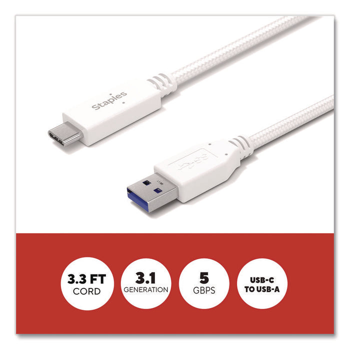 USB-C to USB-A 3.1 Charging Cable, 3.3 ft, White