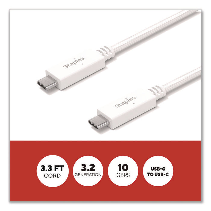 USB-C to USB-C 3.2 Charging Cable, 3.3 ft, White