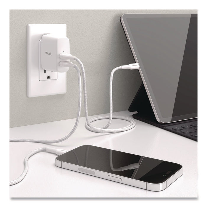 USB-A Wall Charger, 24 W, 2 Ports, White