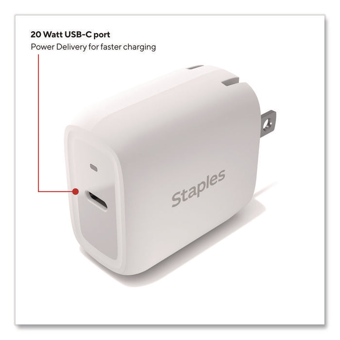 USB-C Wall Charger, 20 W, 1 Port, White