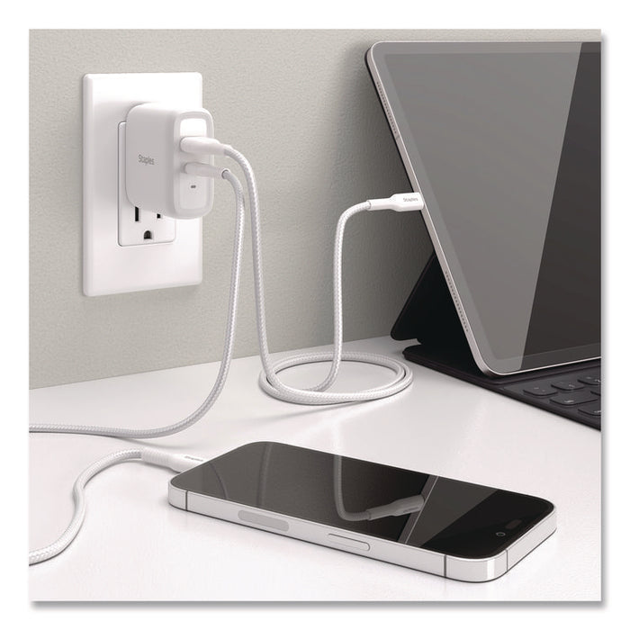 GaN USB-A/USB-C Wall Charger, 37 W, 2 Ports, White