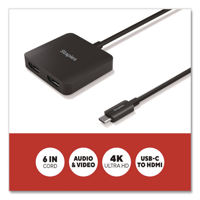 USB-C to HDMI Audio/Video Adapter, 6", Black