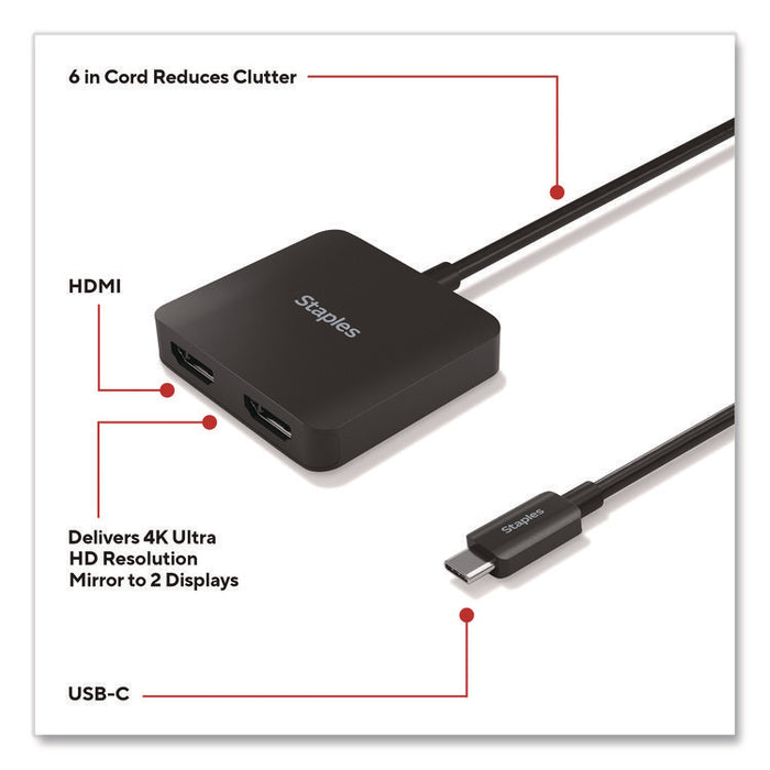 USB-C to HDMI Audio/Video Adapter, 6", Black