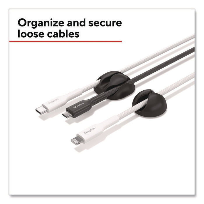 Cord Clips, Assorted Sizes, Black, 16/Pack