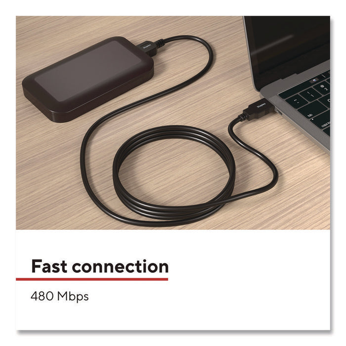 USB-A to USB-B 2.0 Cable, 16 ft, Black