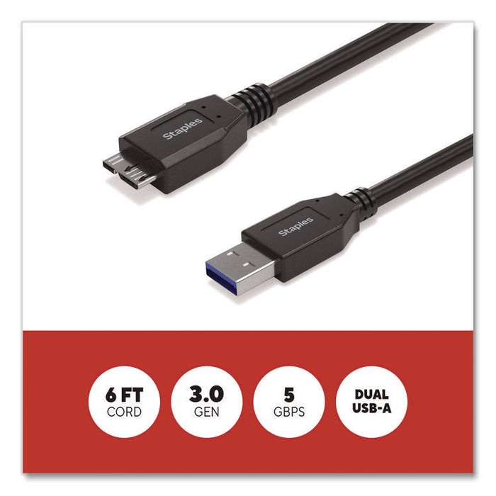 USB-A to Micro USB Type-B Cable, 6 ft, Black
