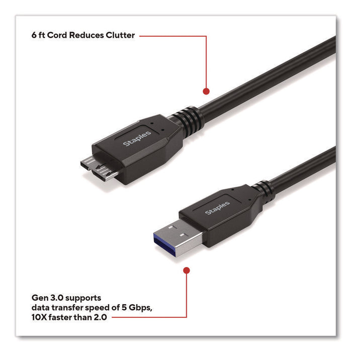 USB-A to Micro USB Type-B Cable, 6 ft, Black
