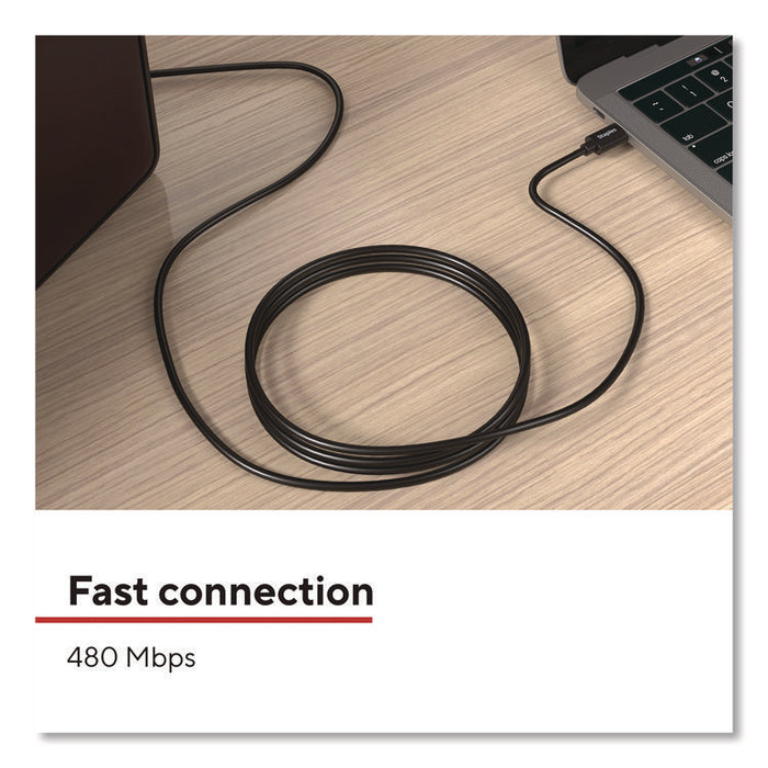 USB-C to USB-B 2.0 Cable, 6 ft, Black