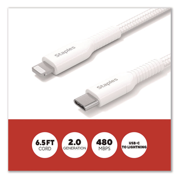 Lightning to USB-C Charging Cable, 6.6 ft, White