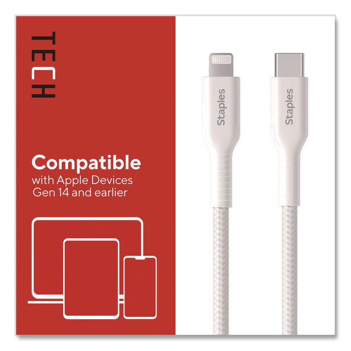Lightning to USB-C Charging Cable, 6.6 ft, White