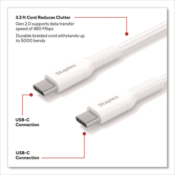 Lightning to USB-C 2.0 Charging Cable, 3.3 ft, White