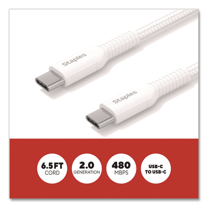 Lightning to USB-C 2.0 Charging Cable, 6.5 ft, White