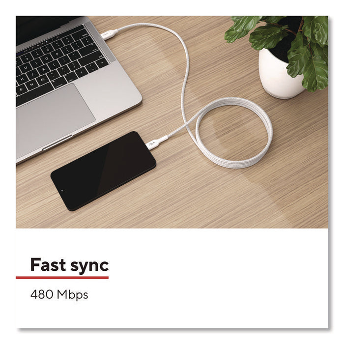 Lightning to USB-C 2.0 Charging Cable, 9.8 ft, White