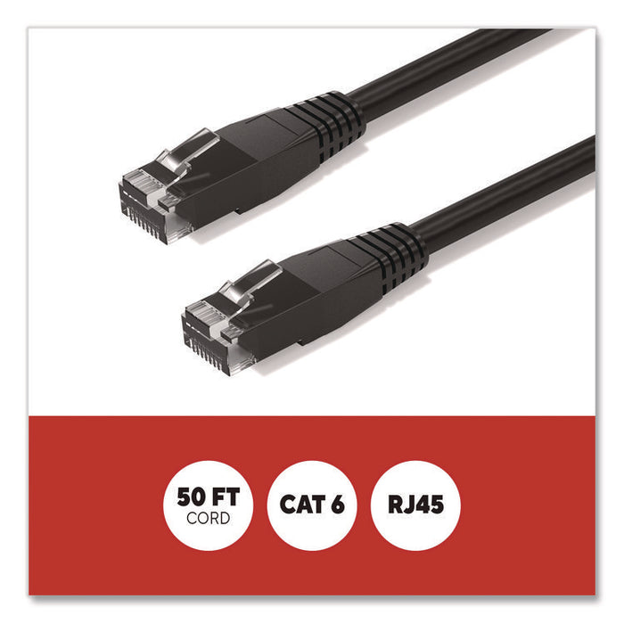 CAT6 Ethernet Cable, 50 ft, Black, 10/Pack