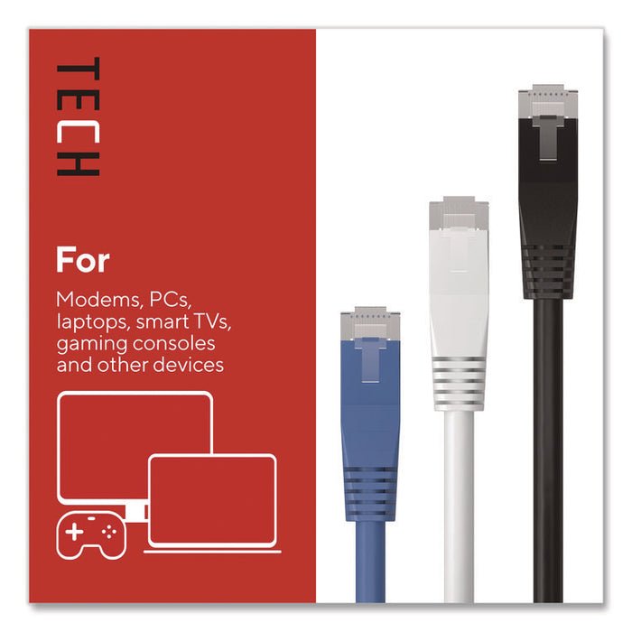 CAT6 Ethernet Cable, 25 ft, Assorted Colors, 3/Pack