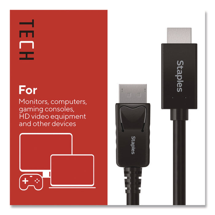 DisplayPort to HDMI Audio/Video Cable, 6 ft, Black