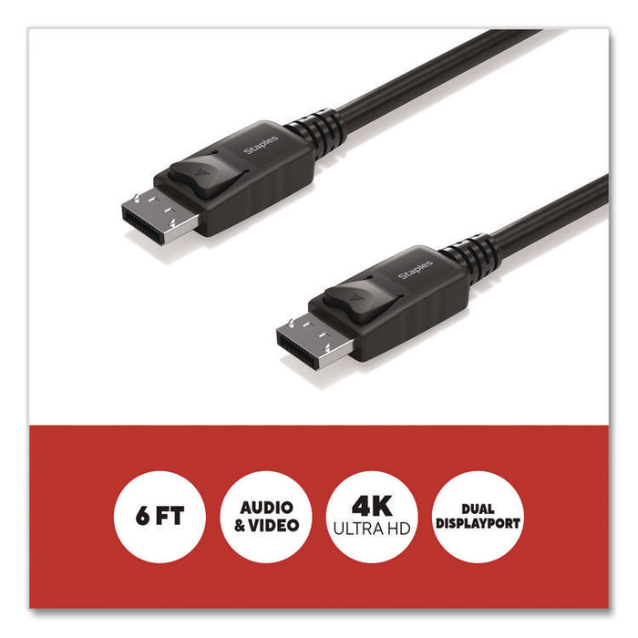4K DisplayPort to DisplayPort Audio/Video Cable, 6 ft, Black