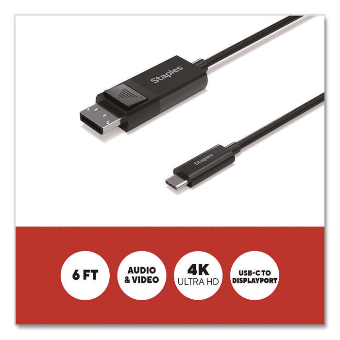 USB-C to DisplayPort Audio/Video Cable, 6 ft, Black