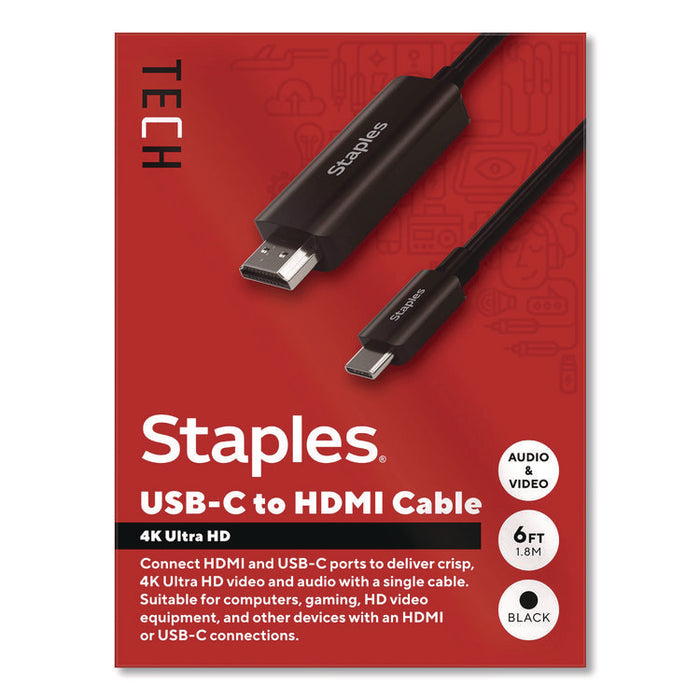 USB-C to HDMI Audio/Video Cable, 6 ft, Black