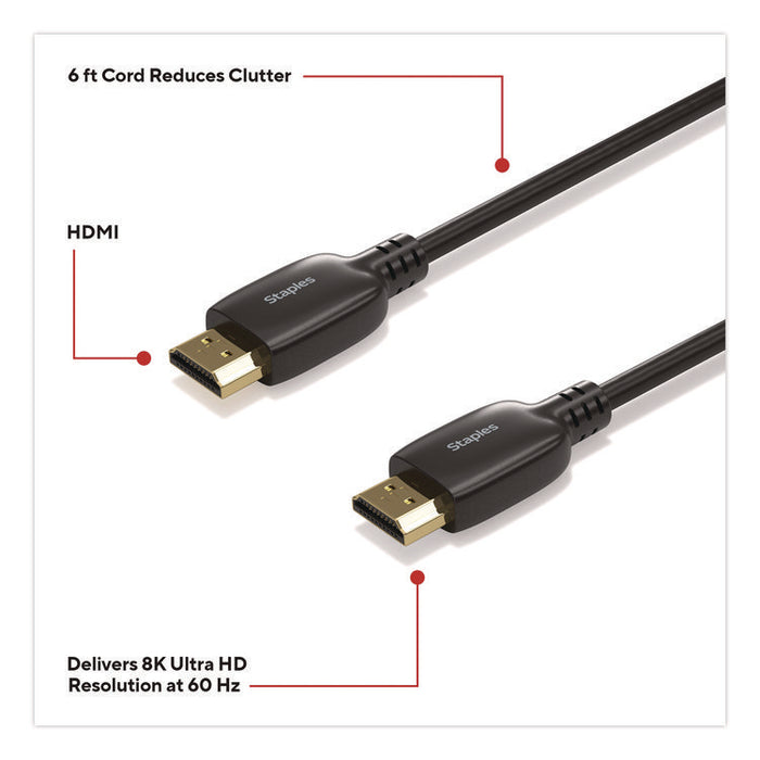 HDMI to HDMI Audio/Video Cable, 6 ft, Black