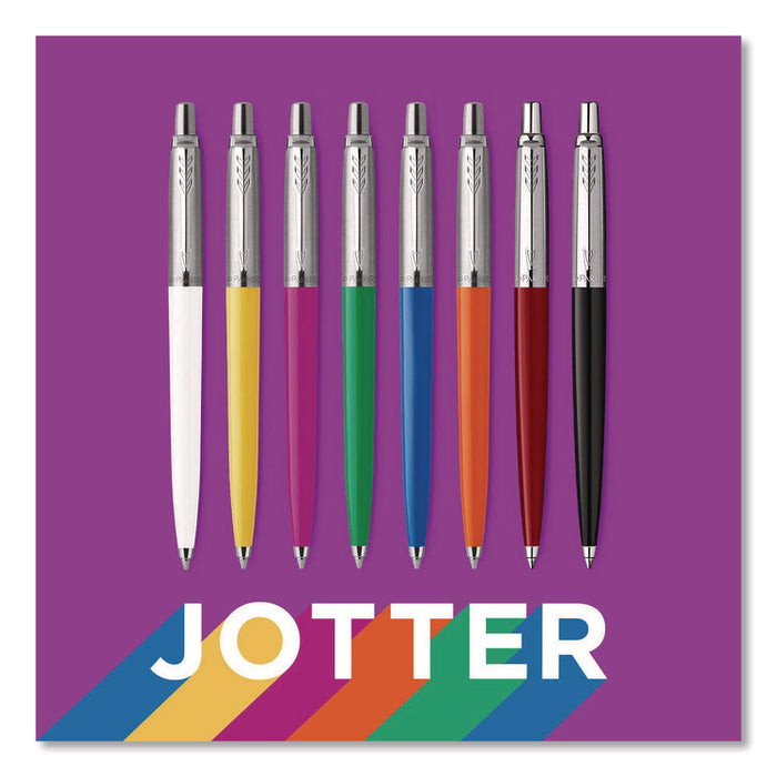Jotter Ballpoint Pen, Retractable, Medium 0.7 mm, Blue Ink, Black/Chrome Barrel