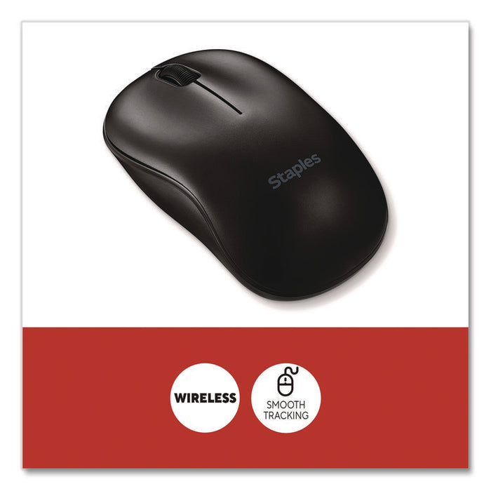 Wireless Ambidextrous Optical USB Mouse, 2.4 GHz Frequency/33 ft Wireless Range, Left/RIght Hand Use, Black