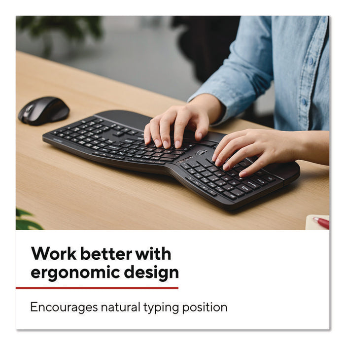 Wireless Ergonomic Keyboard, Black