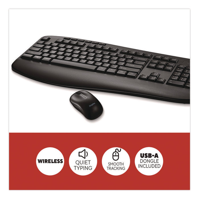 Wireless Keyboard and Optical Mouse Combo, 2.4 GHz Frequency/33 ft Maximum Wireless Range, Black