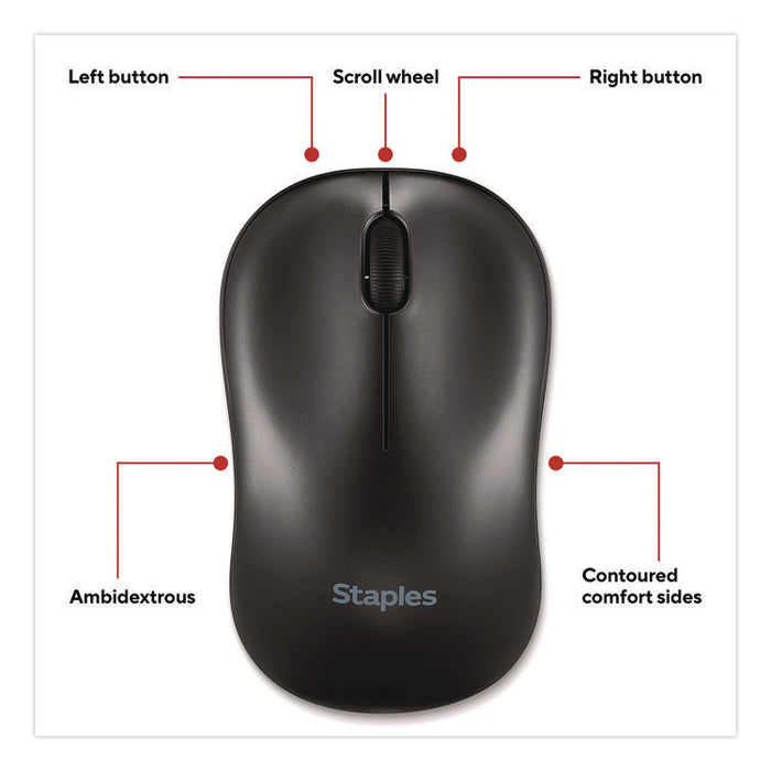 Wireless Keyboard and Optical Mouse Combo, 2.4 GHz Frequency/33 ft Maximum Wireless Range, Black