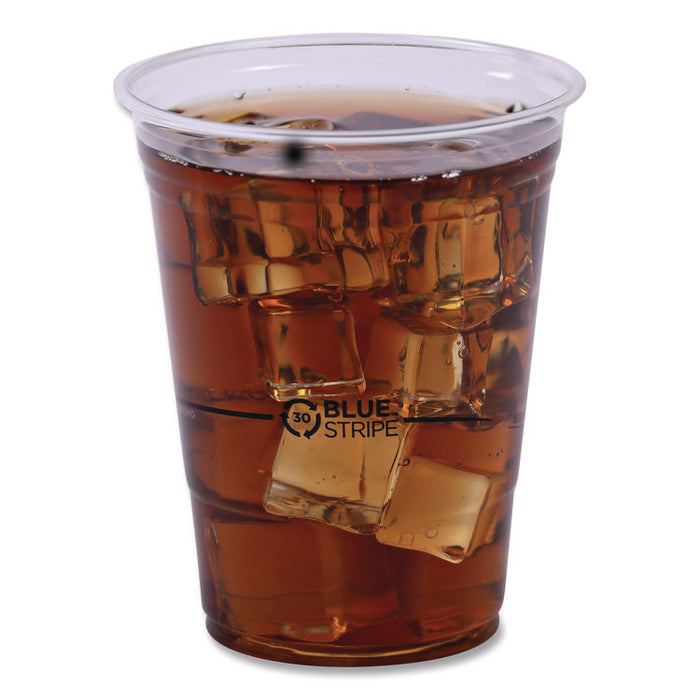 BlueStripe 25% Recycled Content Cold Cups, 16 oz, Plastic, Clear/Blue, 50/Pack, 20 Packs/Carton